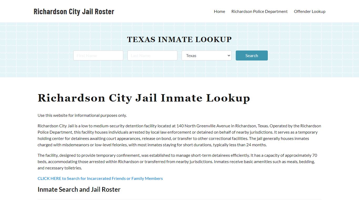 Richardson City Jail, TX Inmate Search, Jail Roster, Bookings